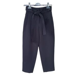 Aritzia Wilfred Black Cropped Tie Front Ankle Pants